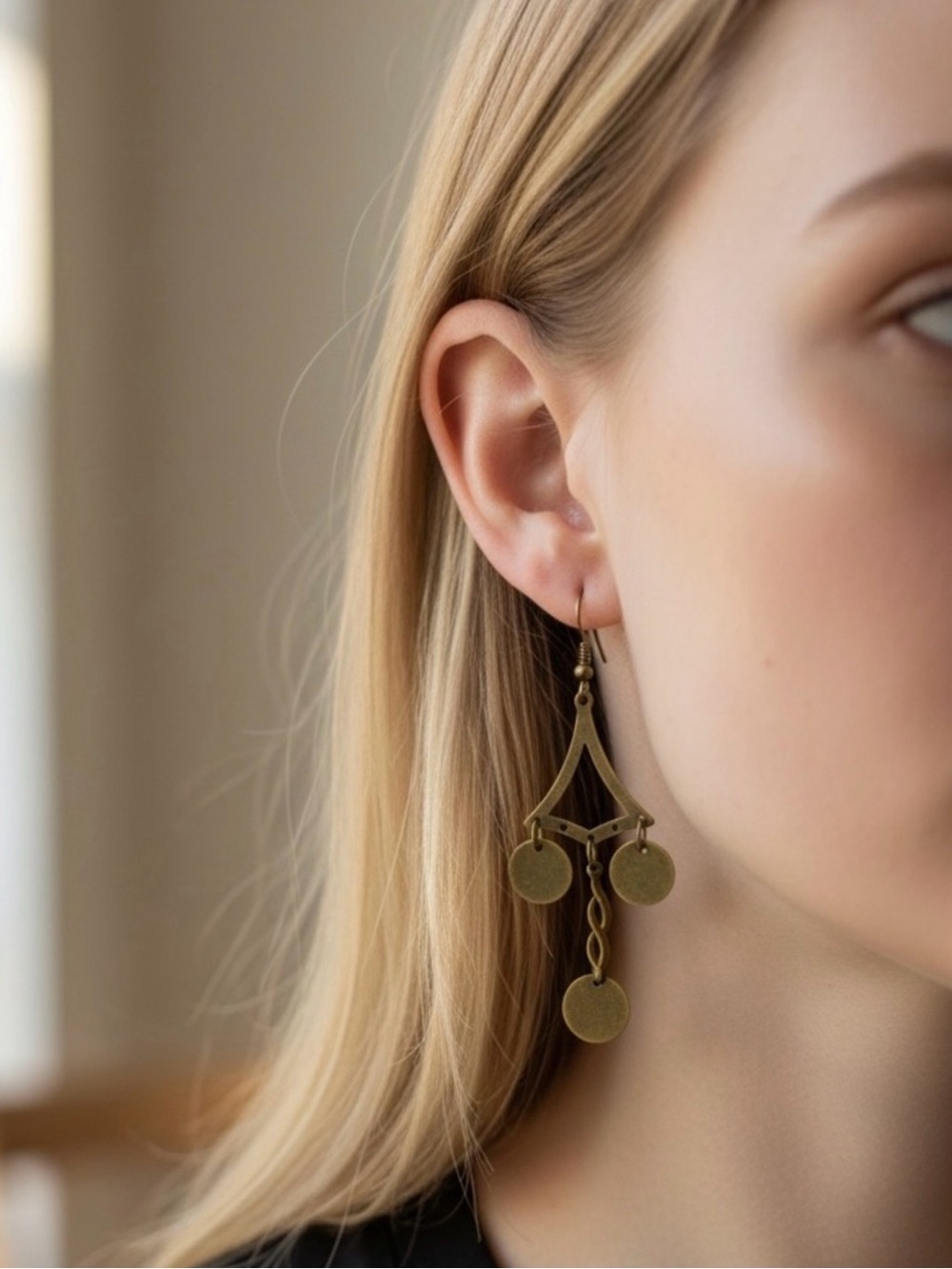 NEW Handcrafted Brass Chandelier Drop Earrings